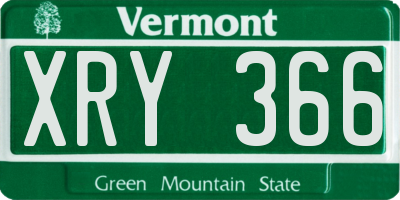 VT license plate XRY366