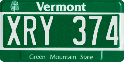 VT license plate XRY374
