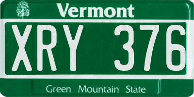 VT license plate XRY376