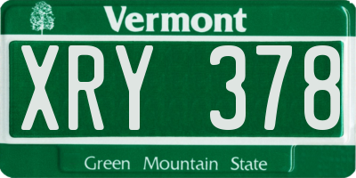 VT license plate XRY378