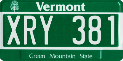 VT license plate XRY381