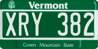 VT license plate XRY382