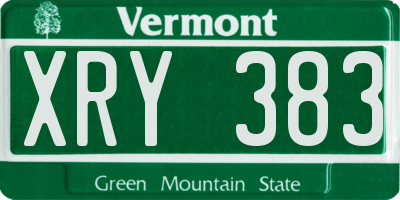 VT license plate XRY383