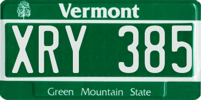 VT license plate XRY385