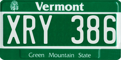 VT license plate XRY386