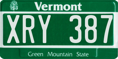 VT license plate XRY387