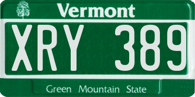 VT license plate XRY389