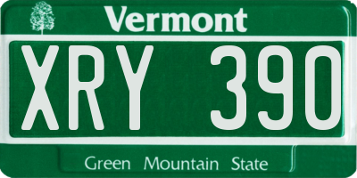 VT license plate XRY390