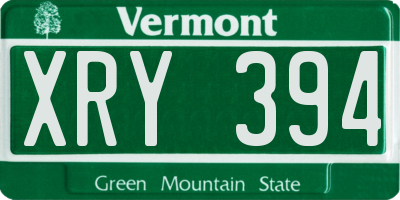 VT license plate XRY394