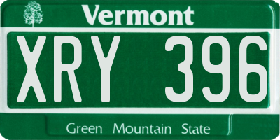 VT license plate XRY396
