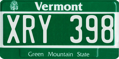 VT license plate XRY398