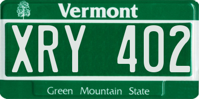 VT license plate XRY402