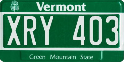 VT license plate XRY403