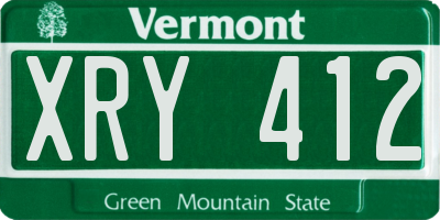 VT license plate XRY412