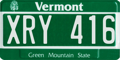 VT license plate XRY416