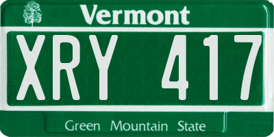 VT license plate XRY417