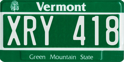 VT license plate XRY418