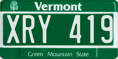 VT license plate XRY419