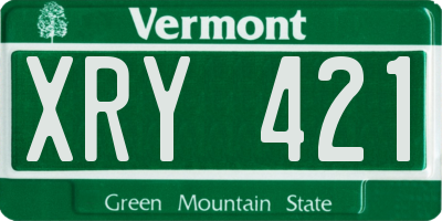 VT license plate XRY421