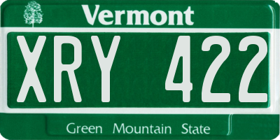 VT license plate XRY422