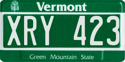 VT license plate XRY423