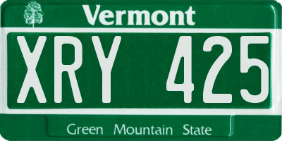 VT license plate XRY425