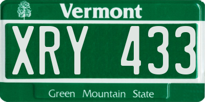 VT license plate XRY433