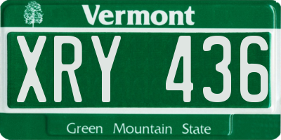 VT license plate XRY436