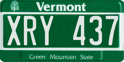 VT license plate XRY437