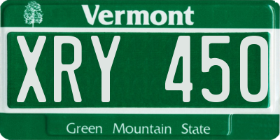 VT license plate XRY450