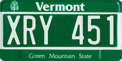 VT license plate XRY451