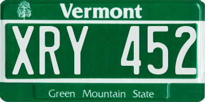 VT license plate XRY452