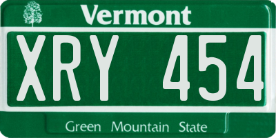 VT license plate XRY454