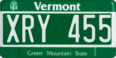 VT license plate XRY455