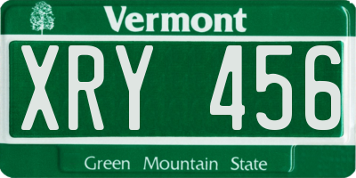 VT license plate XRY456