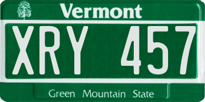 VT license plate XRY457