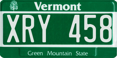 VT license plate XRY458
