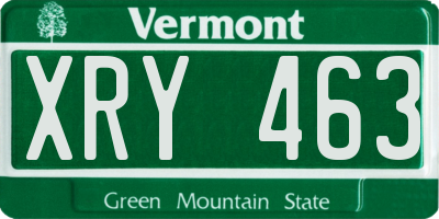 VT license plate XRY463