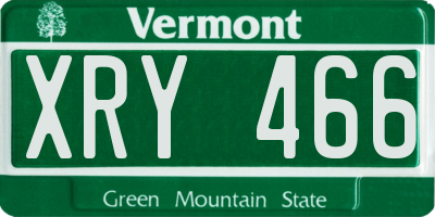 VT license plate XRY466