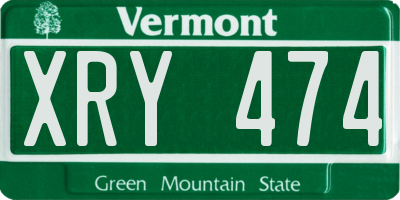 VT license plate XRY474