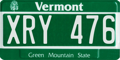 VT license plate XRY476