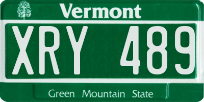 VT license plate XRY489