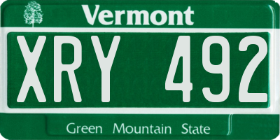 VT license plate XRY492