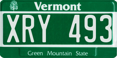 VT license plate XRY493