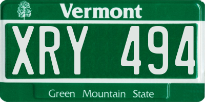 VT license plate XRY494