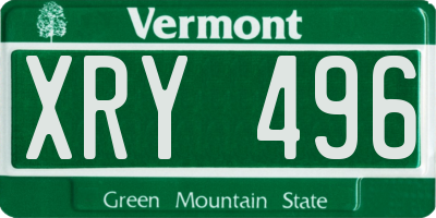 VT license plate XRY496