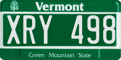 VT license plate XRY498