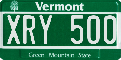 VT license plate XRY500