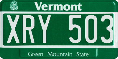 VT license plate XRY503