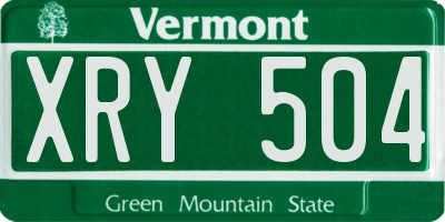 VT license plate XRY504